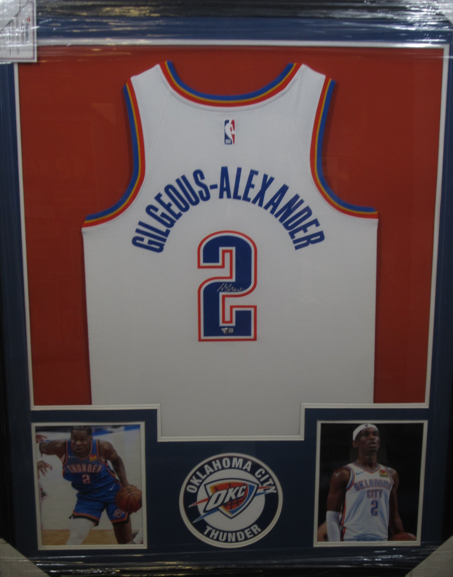 Oklahoma City Thunder Shai Gilgeous-Alexander Hand Signed Autographed Authentic White Jersey Framed & Matted with FANATICS Authentic COA