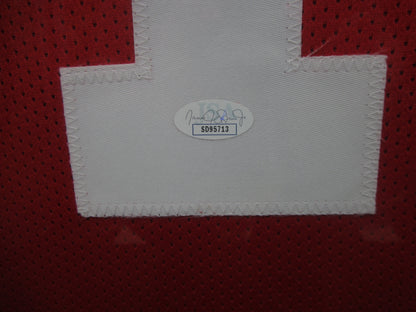 The Ohio State University Buckeyes Justin Fields Hand Signed Autographed Custom Red Jersey Framed & Matted with JSA COA