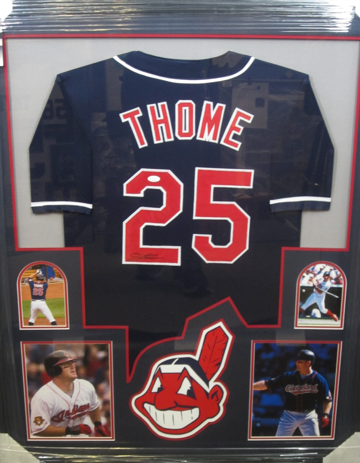 Cleveland Indians Jim Thome Signed Jersey Framed & Matted with JSA COA
