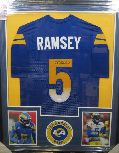 Los Angeles Rams Jalen Ramsey Hand Signed Autographed Custom Blue Jersey Framed & Matted with JSA COA