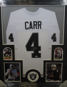 Oakland Raiders Derek Carr SIGNED Framed Matted Jersey With COA