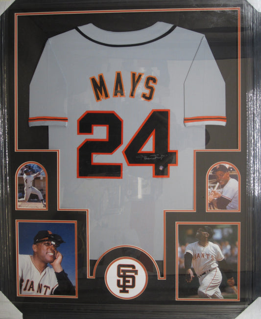 San Francisco Giants Willie Mays Hand Signed Autographed Custom Gray Jersey Framed & Matted with COA