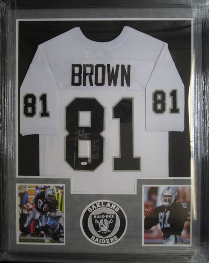 Oakland Raiders Willie Brown Hand Signed Autographed Custom White Jersey Framed & Suede Matted with COA