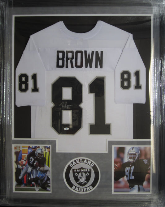 Oakland Raiders Willie Brown Hand Signed Autographed Custom White Jersey Framed & Suede Matted with COA