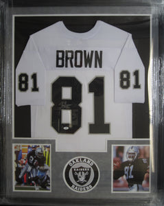 Oakland Raiders Willie Brown Signed Jersey Framed & Suede Matted with COA