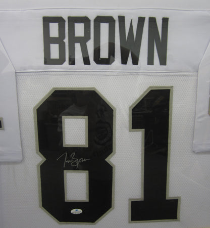 Oakland Raiders Willie Brown Hand Signed Autographed Custom White Jersey Framed & Suede Matted with COA