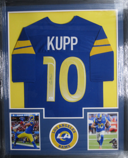 Los Angeles Rams Cooper Kupp Hand Signed Autographed Custom Blue Jersey Framed & Matted with COA