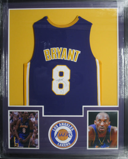 Los Angeles Lakers Kobe Bryant Hand Signed Autographed Custom Blue Jersey Framed & Matted with COA