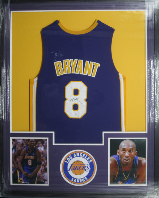 Los Angeles Lakers Kobe Bryant Hand Signed Autographed Custom Blue Jersey Framed & Matted with COA
