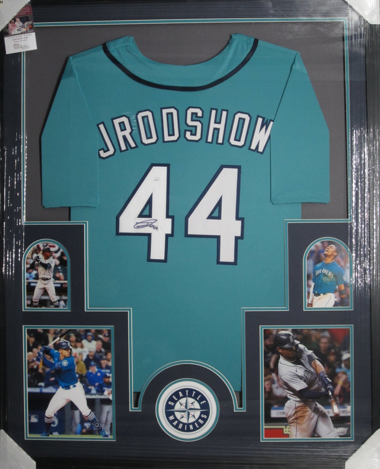 Seattle Mariners Julio "J-Rod" Rodriguez Hand Signed Autographed Custom Teal Jersey Framed & Matted with JSA COA