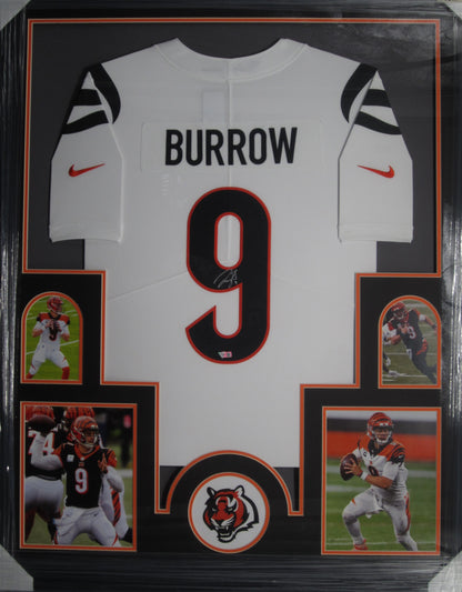 Cincinnati Bengals Joe Burrow Hand Signed Autographed Authentic White Jersey Framed & Matted with FANATICS Authentic COA