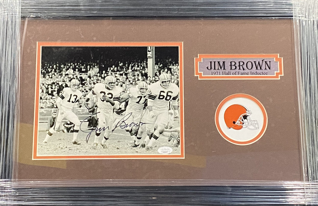 Cleveland Browns Jim Brown Signed 8x10 Photo Framed & Matted with JSA COA