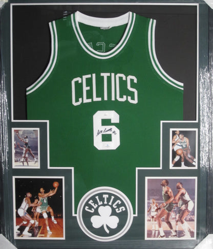 Boston Celtics Bill Russell Hand Signed Autographed Green Jersey Framed & Matted with JSA COA