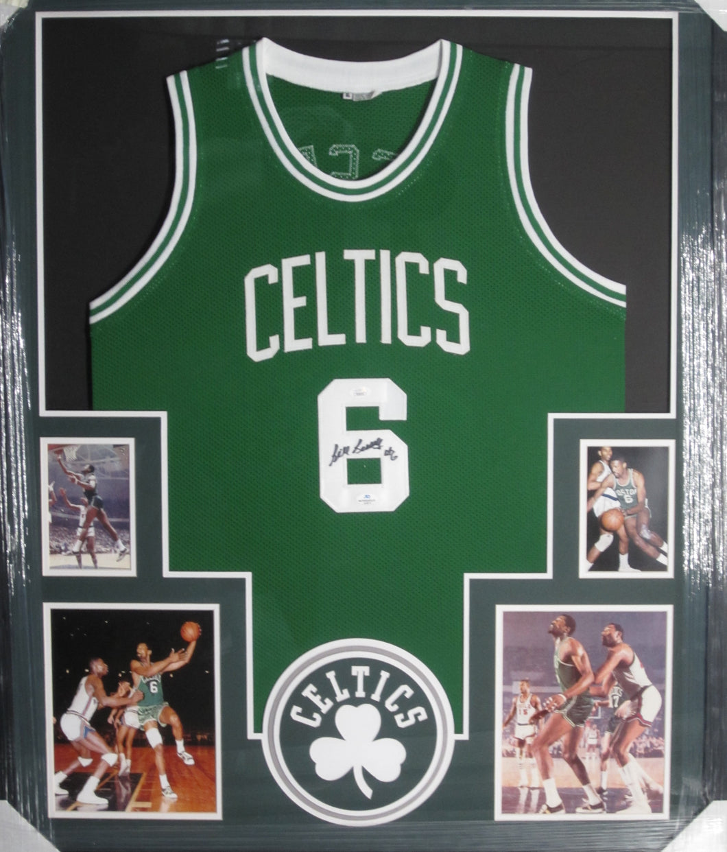 Boston Celtics Bill Russell Signed with #6 Inscription Jersey Framed & Matted with JSA COA