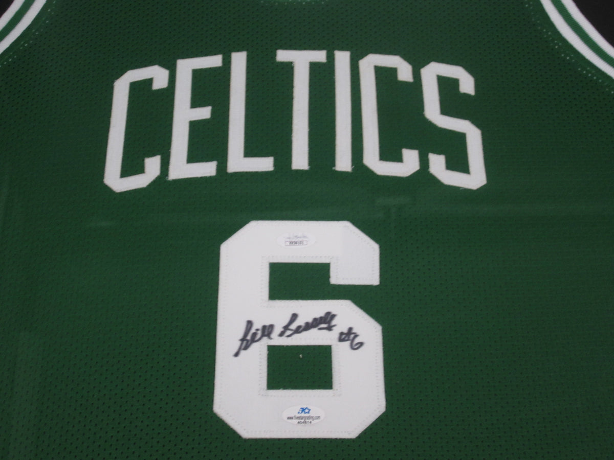 Boston Celtics Bill Russell Hand Signed Autographed Green Jersey Framed & Matted with JSA COA