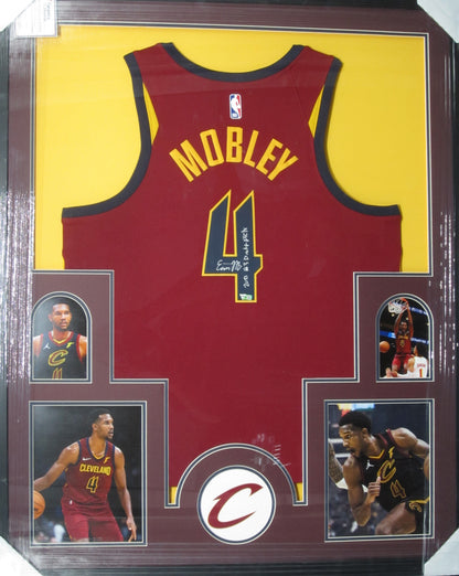 Cleveland Cavaliers Evan Mobley Hand Signed Autographed Authentic Red Jersey with 2021 #3 Draft Pick Inscription Framed & Matted with FANATICS COA