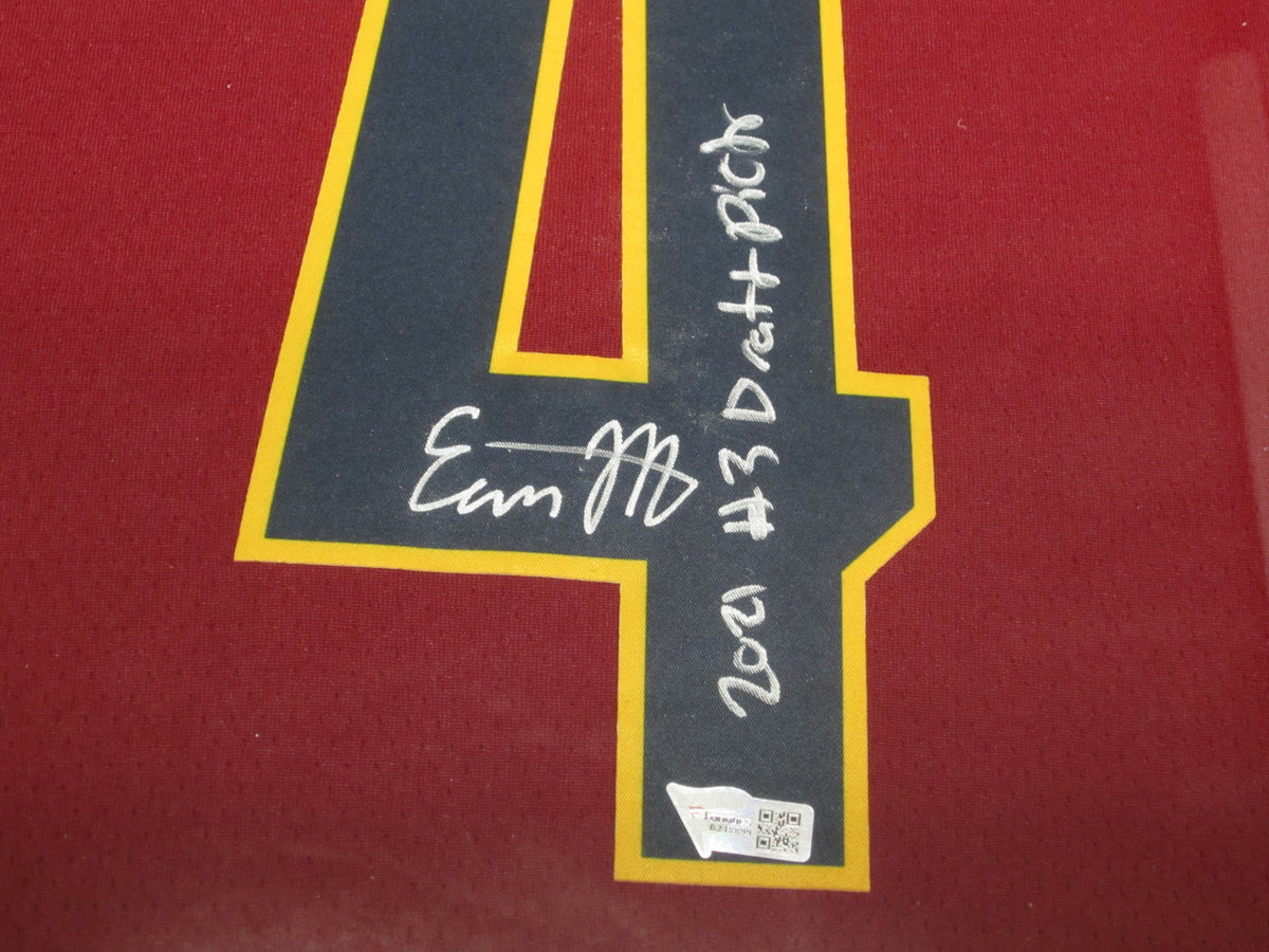 Cleveland Cavaliers Evan Mobley Hand Signed Autographed Authentic Red Jersey with 2021 #3 Draft Pick Inscription Framed & Matted with FANATICS COA