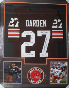 Cleveland Browns Thom Darden Signed Jersey with 6 Inscriptions Framed & Matted with COA