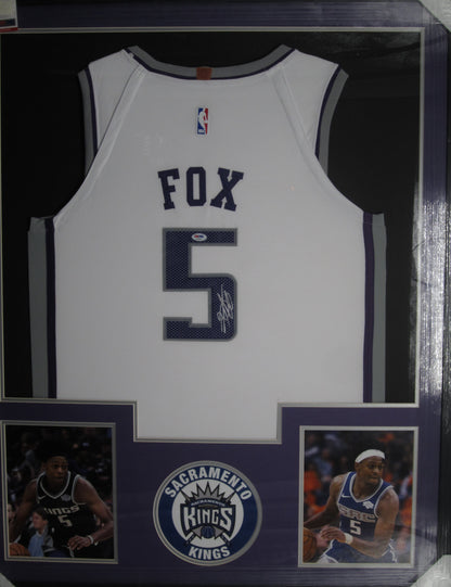 Sacramento Kings De'Aaron Fox Hand Signed Autographed Custom White Jersey Framed & Matted with PSA COA