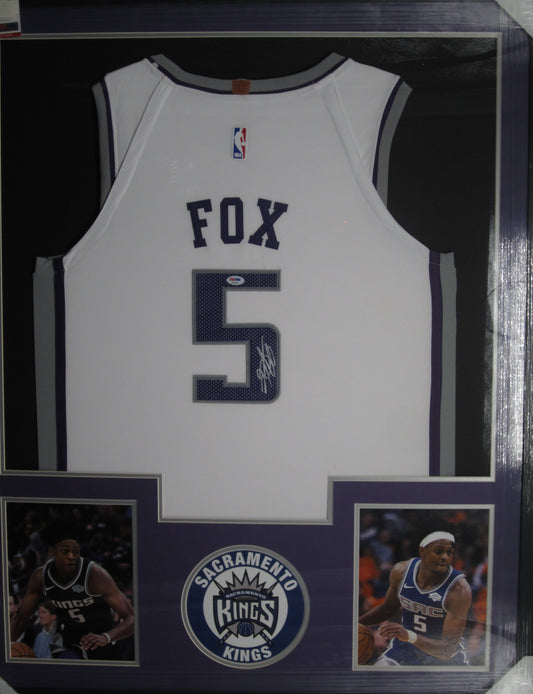 Sacramento Kings De'Aaron Fox Hand Signed Autographed Custom White Jersey Framed & Matted with PSA COA