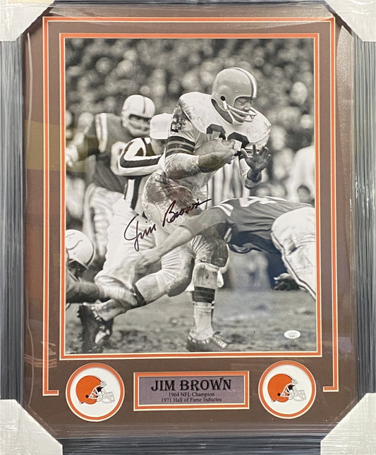 Cleveland Browns Jim Brown Signed 16x20 Photo Framed & Matted with JSA COA