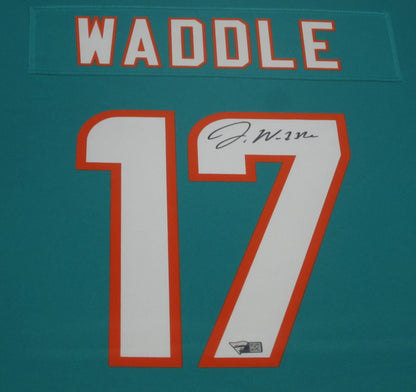 Miami Dolphins Jaylen Waddle Hand Signed Autographed Authentic Teal Jersey Framed & Matted with FANATICS Authentic COA