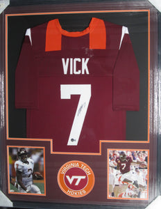 Virginia Tech Hokies Michael Vick Signed Jersey Framed & Matted with BECKETT COA