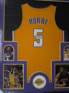 Los Angeles Lakers Robert Horry Hand Signed Autographed Custom Gold Jersey Framed & Matted with PSA COA