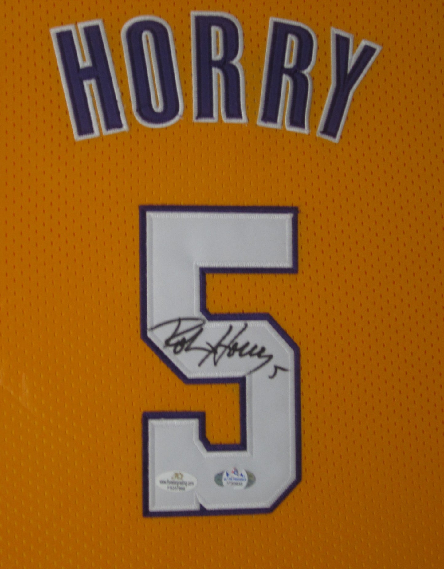 Los Angeles Lakers Robert Horry Hand Signed Autographed Custom Gold Jersey Framed & Matted with PSA COA