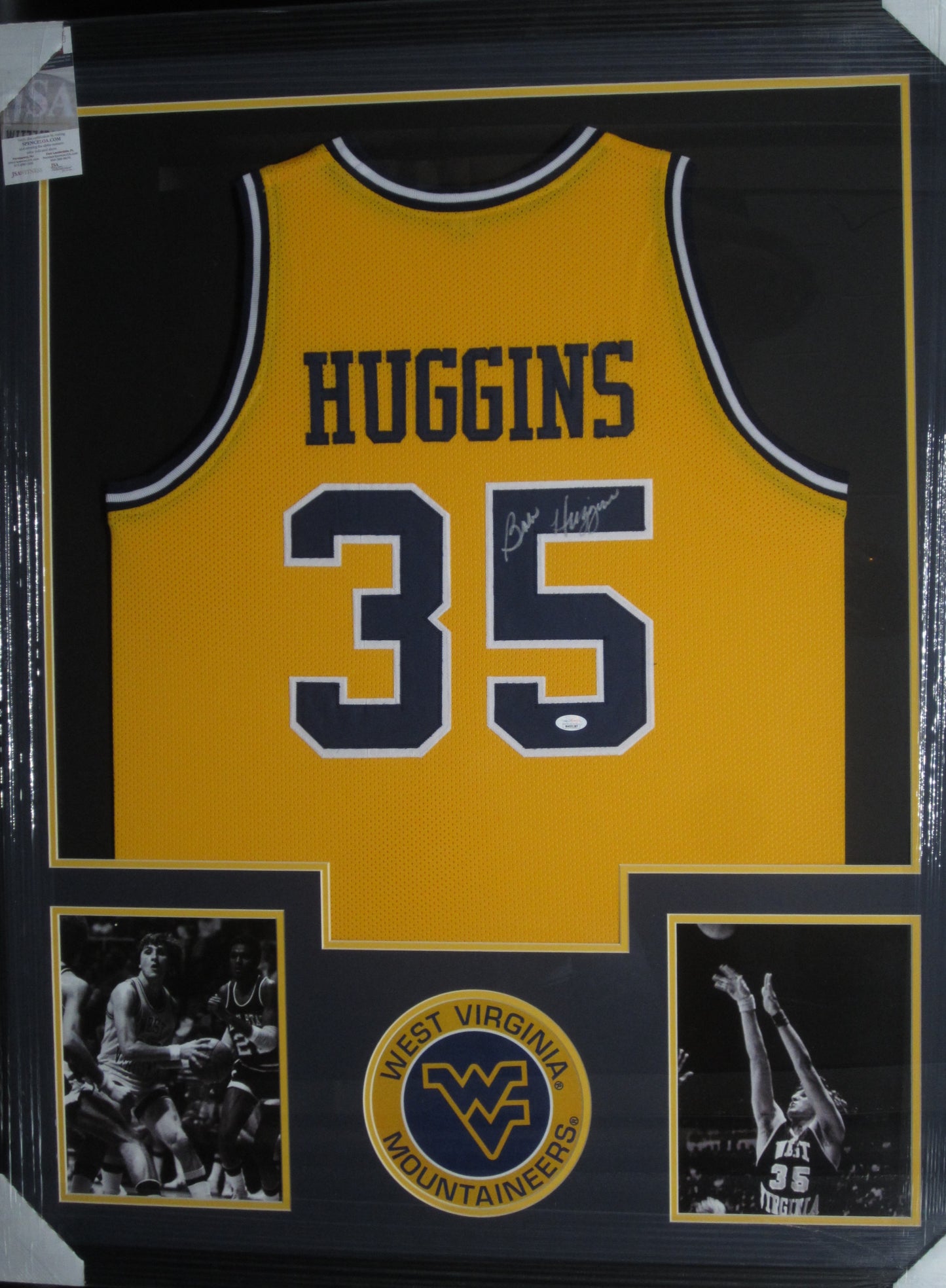 West Virginia Mountaineers Coach Bob Huggins Hand Signed Autographed Custom Gold Jersey Framed & Matted with JSA COA