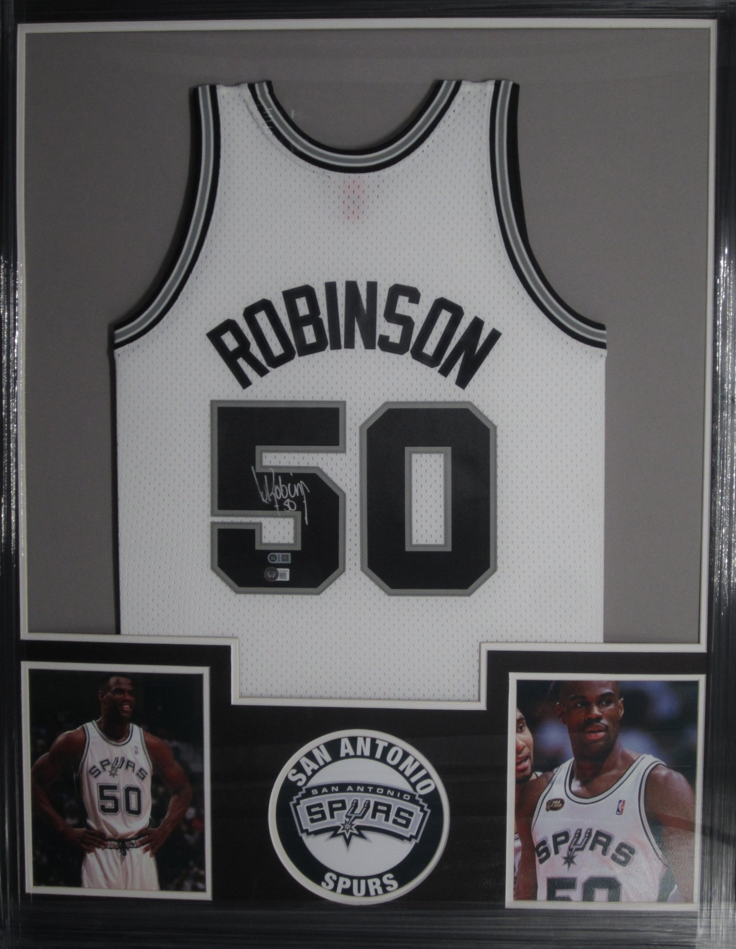 San Antonio Spurs David Robinson Hand Signed Autographed Custom White Jersey Framed & Matted with BECKETT COA