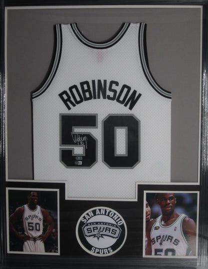 San Antonio Spurs David Robinson Hand Signed Autographed Custom White Jersey Framed & Matted with BECKETT COA