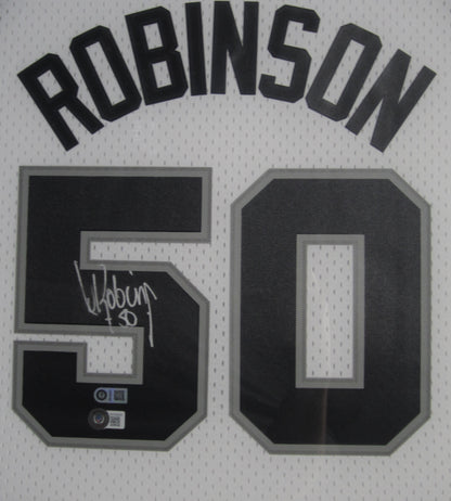San Antonio Spurs David Robinson Hand Signed Autographed Custom White Jersey Framed & Matted with BECKETT COA