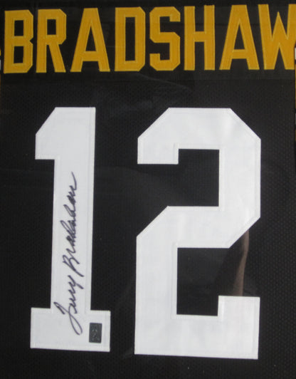 Pittsburgh Steelers Terry Bradshaw Hand Signed Autographed Career Achievements Stat Black Jersey Framed & Matted with Terry Bradshaw Hologram COA