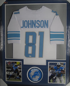 Detroit Lions Calvin Johnson Signed Jersey Framed & Matted with COA