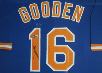 New York Mets Dwight Gooden Hand Signed Autographed Custom Blue Jersey Framed & Matted with BECKETT COA