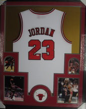 Load image into Gallery viewer, Chicago Bulls Michael Jordan Hand Signed Autographed Custom White Jersey Framed &amp; Matted with COA