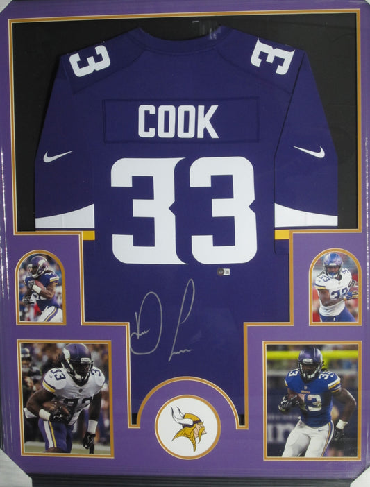 Minnesota Vikings Dalvin Cook Hand Signed Autographed Authentic Purple Jersey Framed & Matted with BECKETT COA