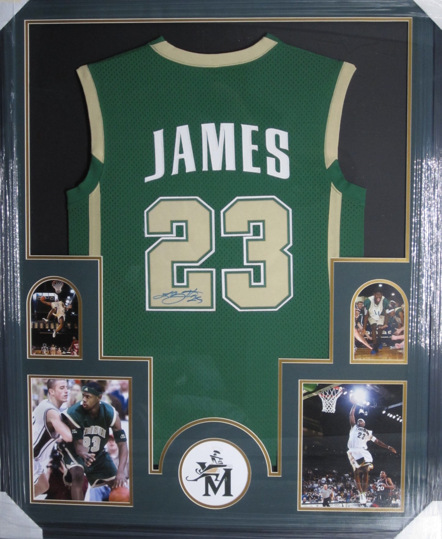 St. Vincent Lebron James Hand Signed Autographed High School Custom Green Jersey Framed & Matted with COA