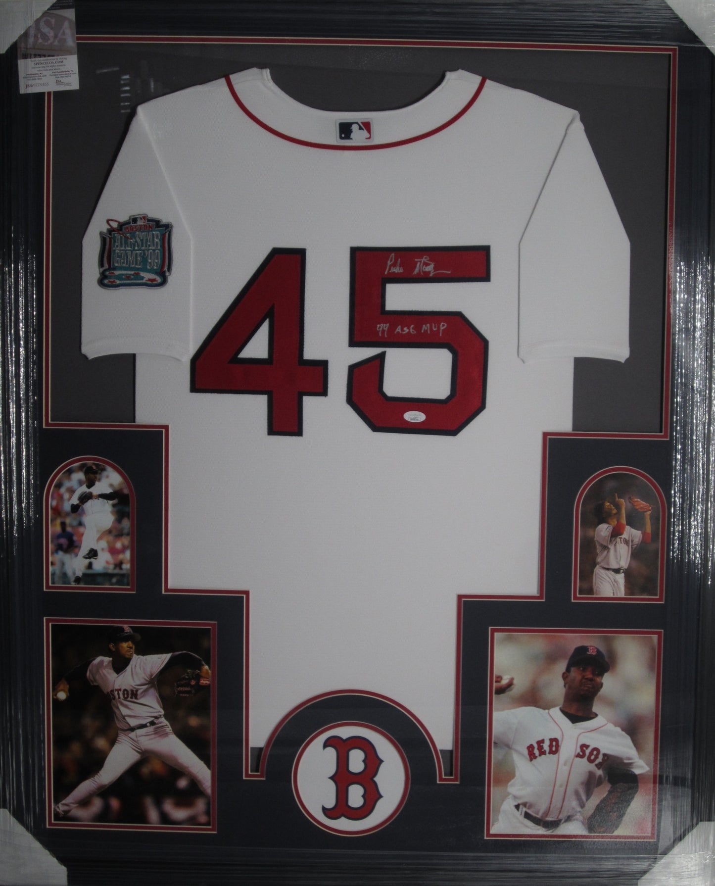 Boston Red Sox Pedro Martinez Hand Signed Autographed 1999 All-Star Game Jersey with 99 ASG MVP Inscription Framed & Matted with JSA COA