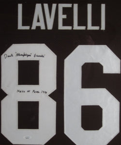 Cleveland Browns Dante Lavelli Hand Signed Autographed Jersey with "Gluefingers" & Hall of Fame 1975 Inscriptions Framed & Matted with JSA COA