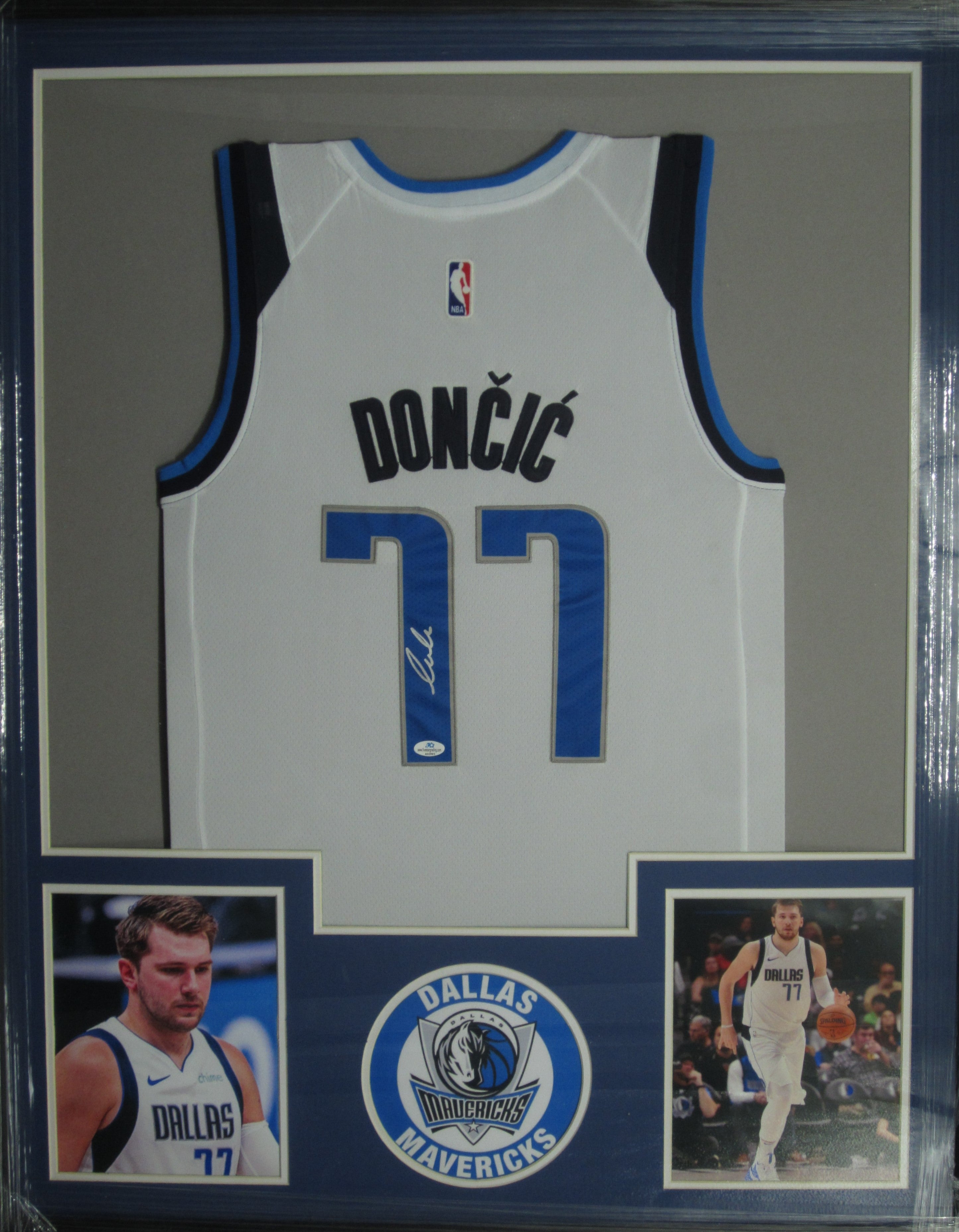 Luka Doncic Signed 32x41 Custom Framed Jersey Display with LED