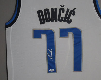 Dallas Mavericks Luka Doncic Hand Signed Autographed Custom White Jersey Framed & Matted with COA