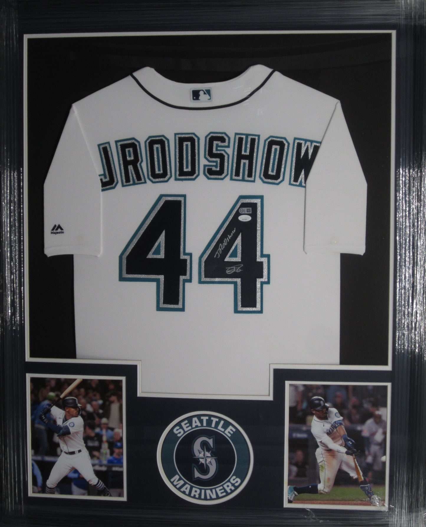 Seattle Mariners Julio "J-Rod" Rodriguez Hand Signed Autographed Authentic White Jersey with "Jrodshow" Inscription Framed & Matted with JSA COA