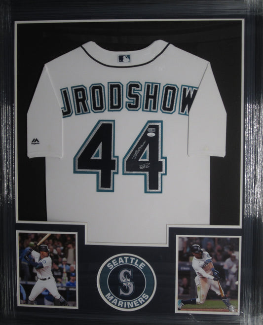 Seattle Mariners Julio "J-Rod" Rodriguez Hand Signed Autographed Authentic White Jersey with "Jrodshow" Inscription Framed & Matted with JSA COA