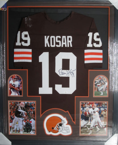 Cleveland Browns Bernie Kosar Hand Signed Autographed Jersey Framed & Matted with JSA COA