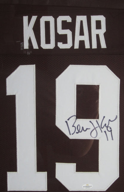 Cleveland Browns Bernie Kosar Hand Signed Autographed Jersey Framed & Matted with JSA COA