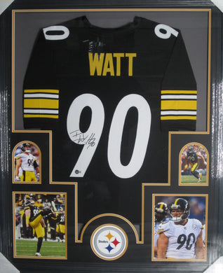 TJ Watt Signed Custom Framed Pittsburgh Steelers Jersey Display Beckett.!