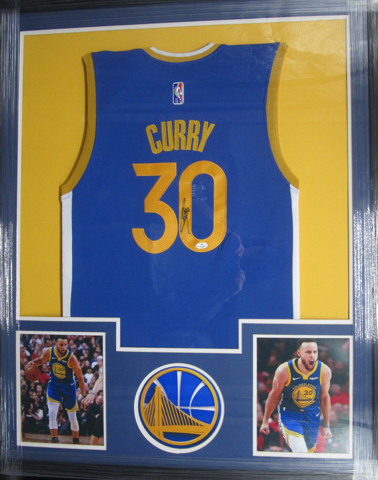 Golden State Warriors Stephen Curry Hand Signed Autographed Authentic Blue Jersey Framed & Matted with COA