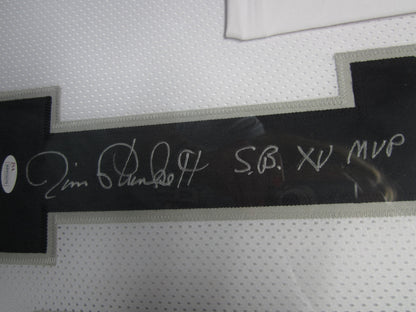 Oakland Raiders Jim Plunkett Hand Signed Autographed Custom White Jersey with S.B. XV MVP Inscription Framed & Matted with JSA COA